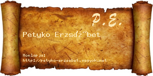 Petyko Erzsébet névjegykártya