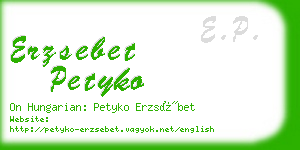 erzsebet petyko business card